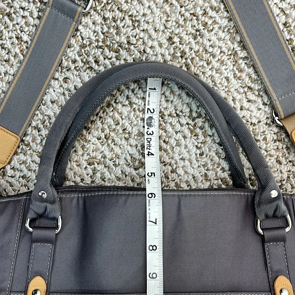 PACAPOD MIRANO DIAPER BAG LARGE GRAY COATED CANVAS CROSSBODY